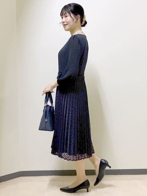  beni_gingerさんの「Reflect｜【SS-4Lサイズ】シフォン&times;幾何柄レースプリーツワンピース」を使ったコーディネート