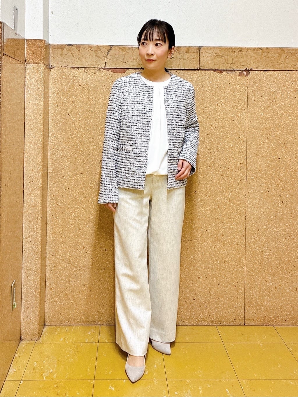 hattoriさんの「INDIVI｜【洗える／透けにくい】ダイヤ柄プリントブラウス」を使ったコーディネート