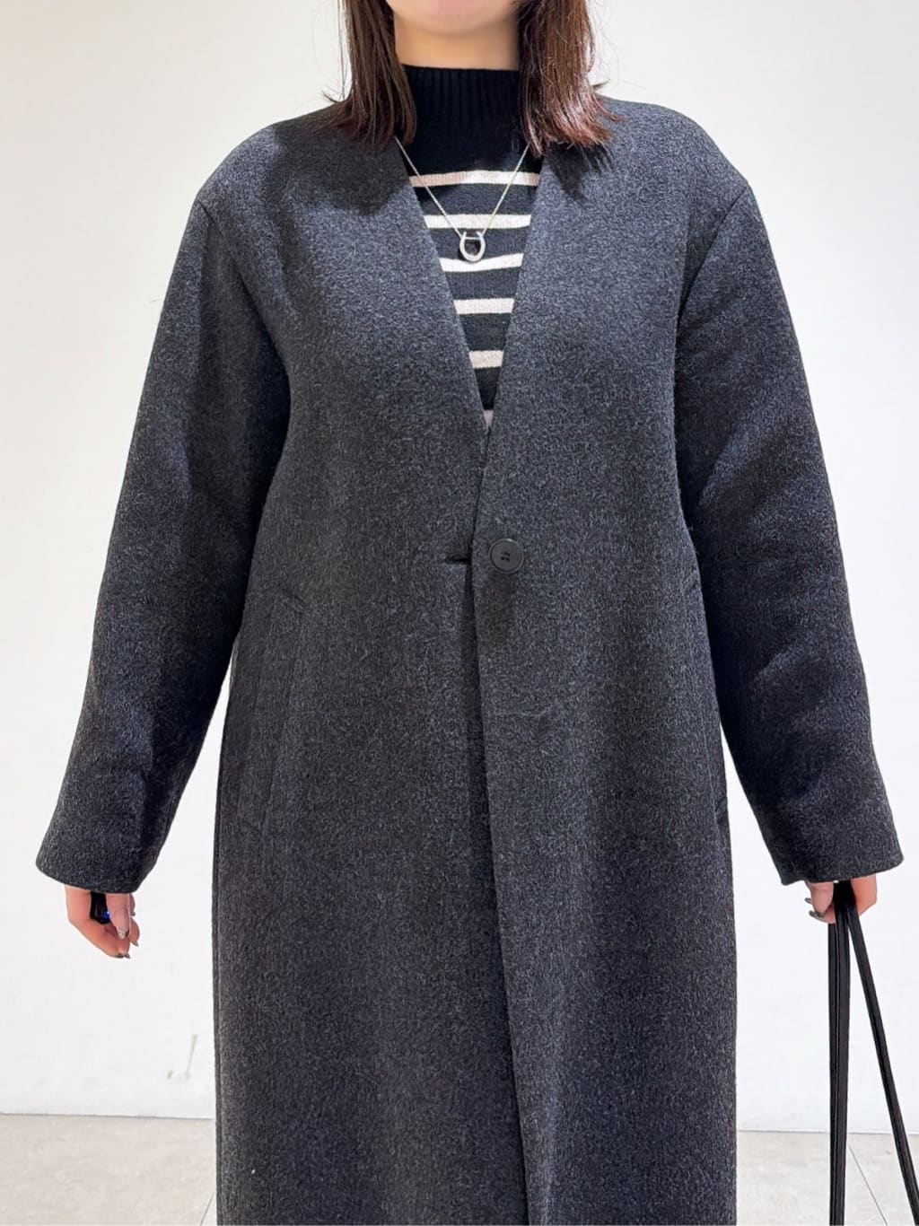 emikaさんの「INDIVI｜【軽量／ウール混】ライトフォルム ロングコート」を使ったコーディネート