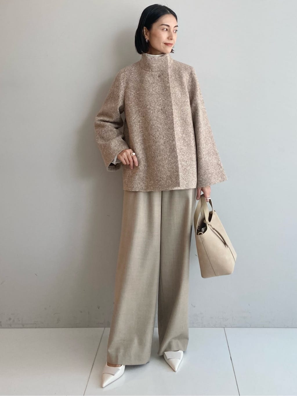 AYAさんの「UNTITLED｜【スタンドカラー/オンオフ使える】クラシカルツイードコート」を使ったコーディネート