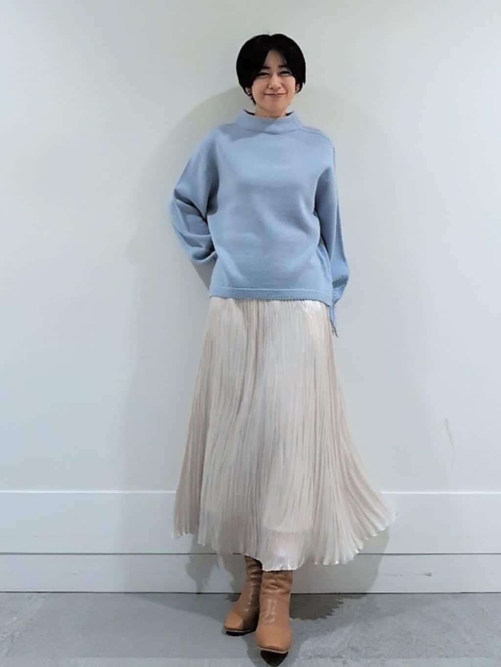 ミズタさんの「UNTITLED｜【洗える】スポンディッシュ ボトルネックニット」を使ったコーディネート