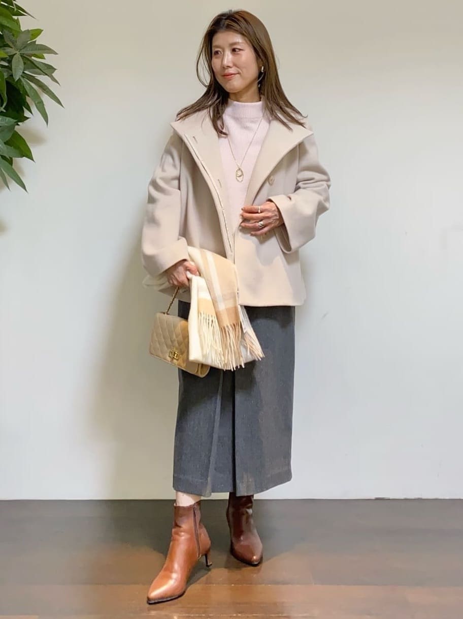tomoさんの「UNTITLED｜【洗える】スポンディッシュ ボトルネックニット」を使ったコーディネート