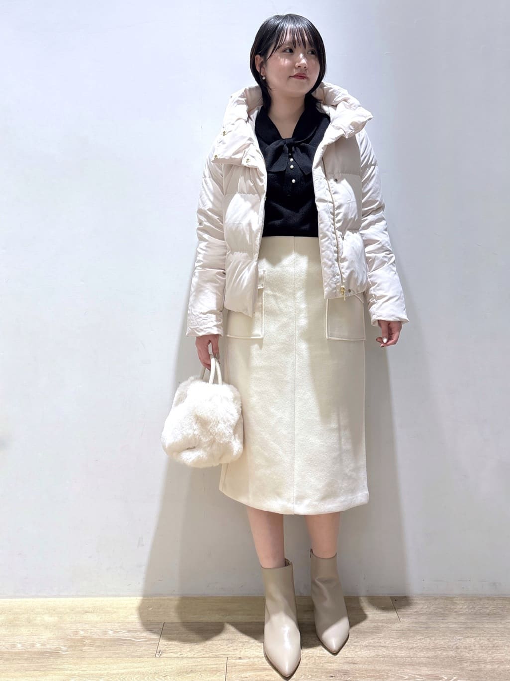 mizukiさんの「index｜KAWADAダウンショートコート【撥水／洗濯機OK／静電気防止裏地】《XS～LL》」を使ったコーディネート