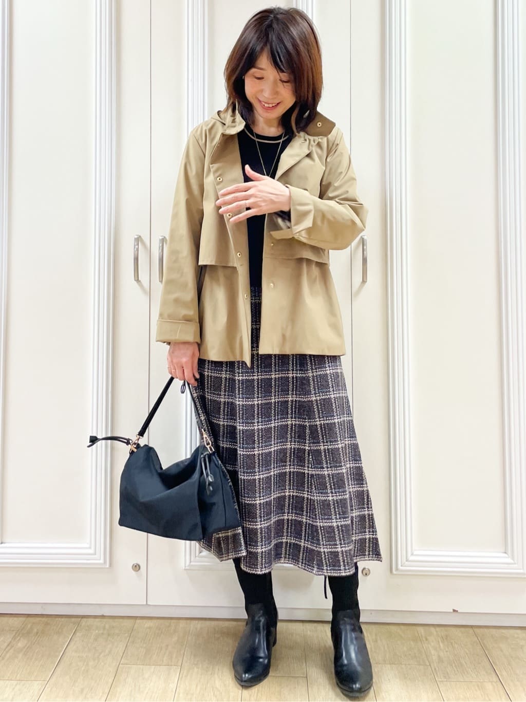 めいさんの「Reflect｜【すっきり見え／フード取り外し可／通勤におすすめ◎】ライティアウター」を使ったコーディネート