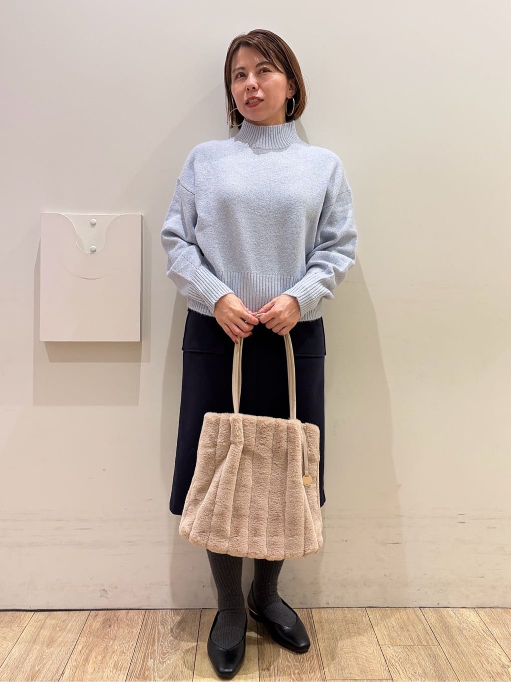YUKOさんの「index｜選べる2丈 ハイネックカラーミックスラメニット【洗濯機OK】」を使ったコーディネート