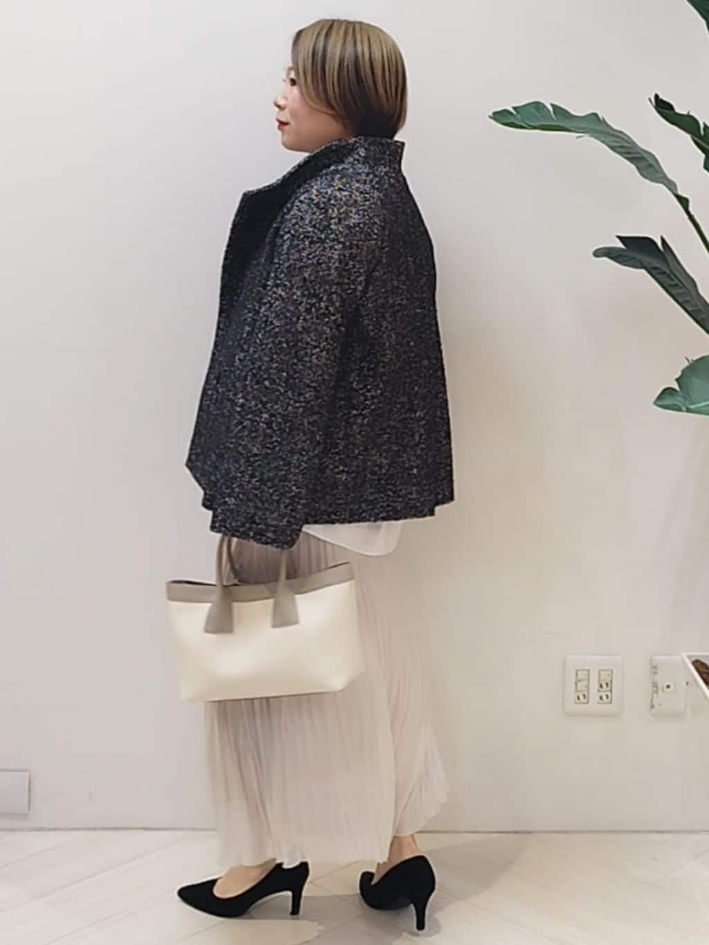 s u g iさんの「UNTITLED｜【ツイード風/スタンドカラー】ファンシーヘリンボンコート」を使ったコーディネート