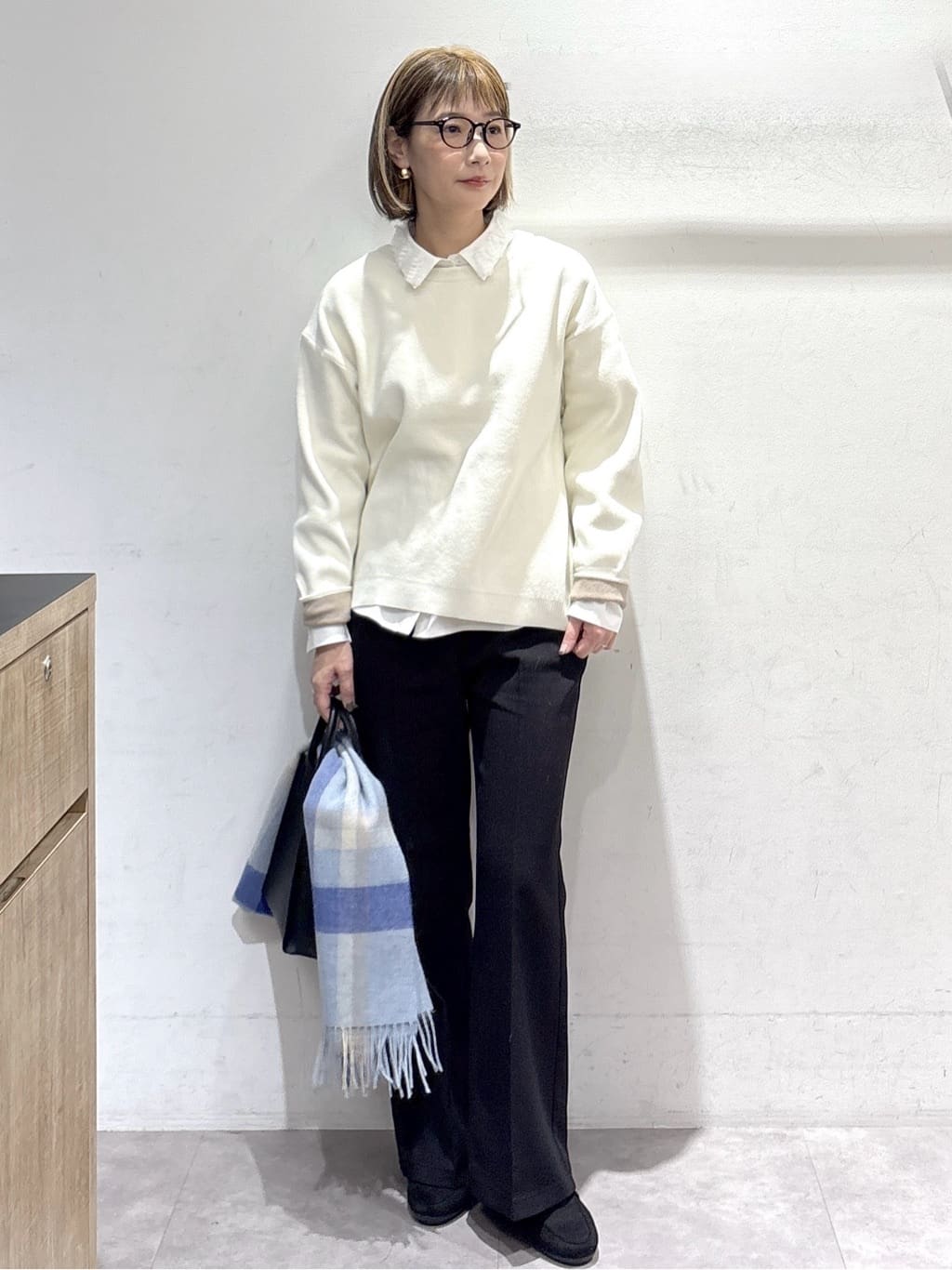 たけねぇさんの「OPAQUE.CLIP｜サイド編地切替ニットトップス／セットアップ対応【洗濯機OK】」を使ったコーディネート
