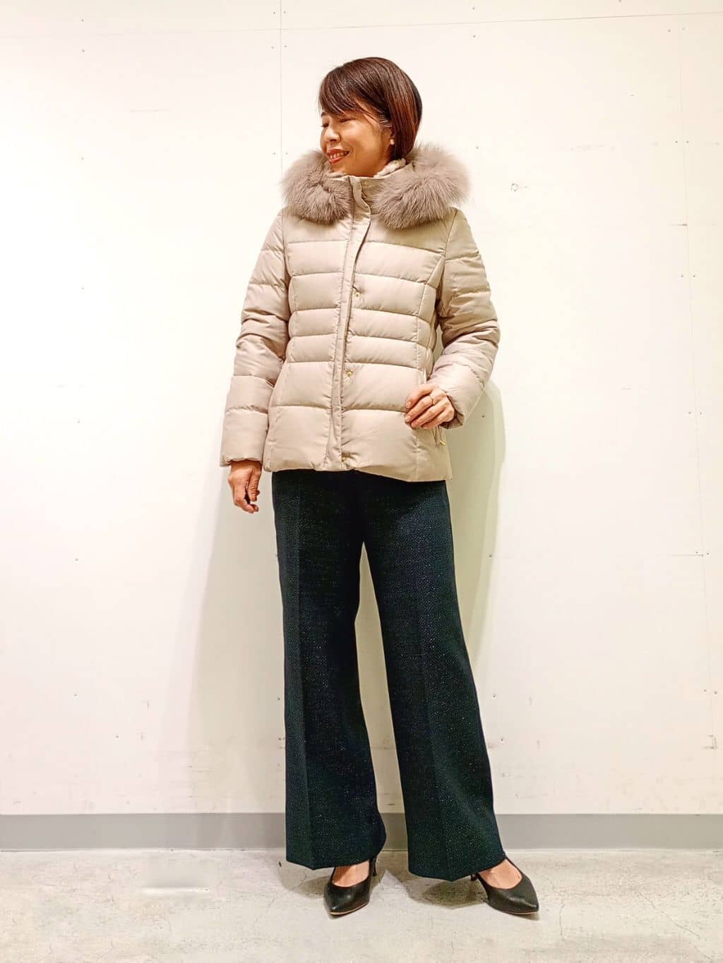 Kさんの「INDIVI｜【名品／撥水／抗菌防臭】ショート丈リサイクルダウンコート」を使ったコーディネート