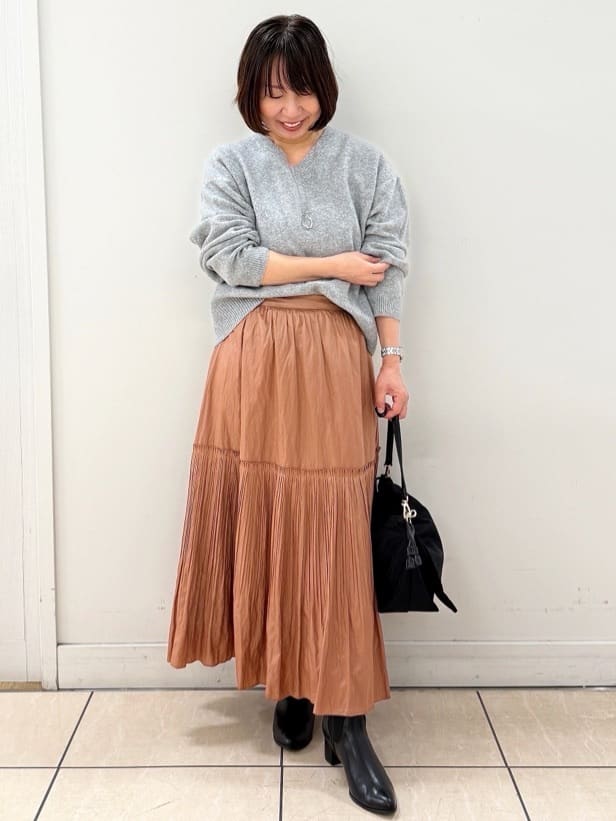 KIKIさんの「Reflect｜【SS-4Lサイズ／衿が顔に当たらない◎】スタンドネックミドルコート」を使ったコーディネート