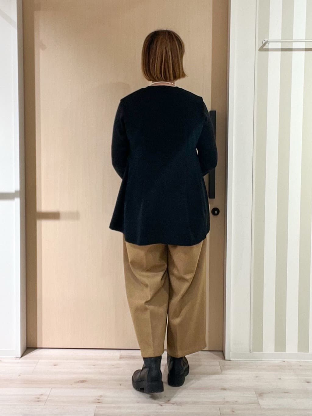 ぷくりんさんの「SHOO･LA･RUE｜【絶妙なゆるピタ/洗濯機可】ちくちくしにくい リブハイネックやわらかニット」を使ったコーディネート
