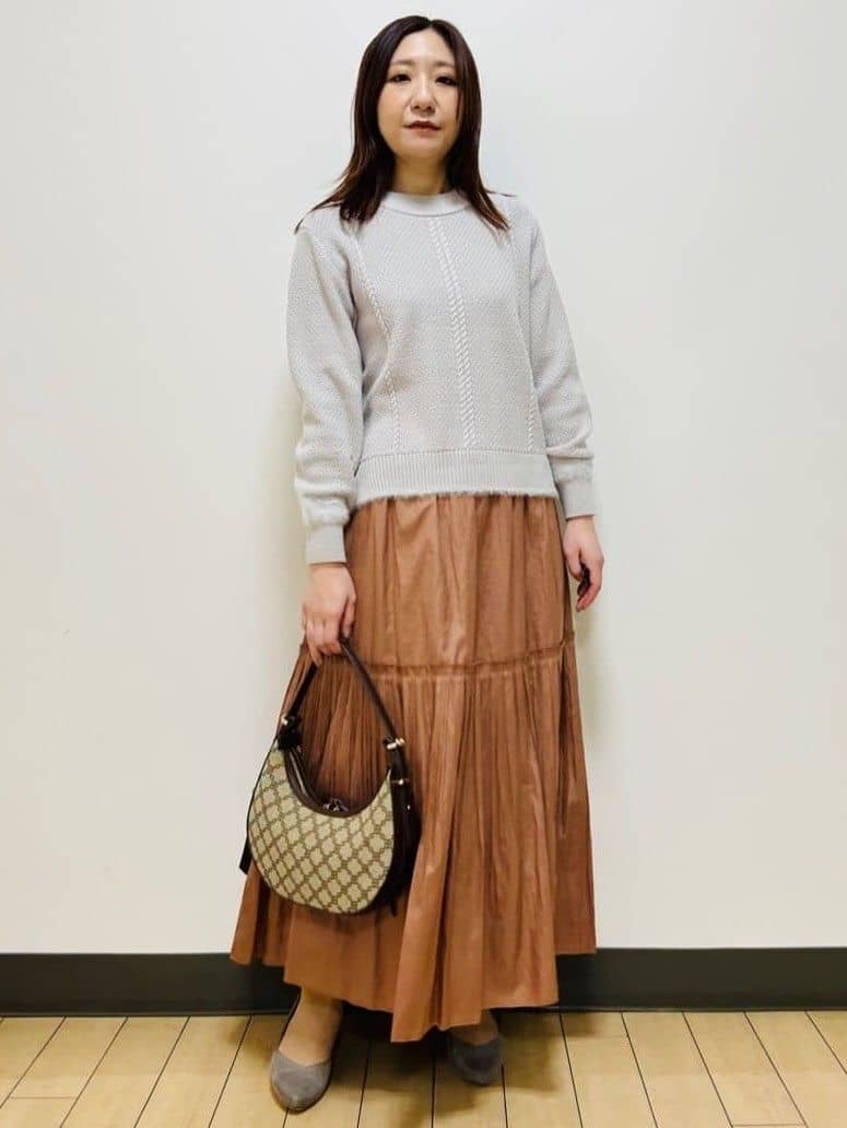 miiiさんの「Reflect｜【ほんのりラメ感◎】ケーブル柄ニット」を使ったコーディネート