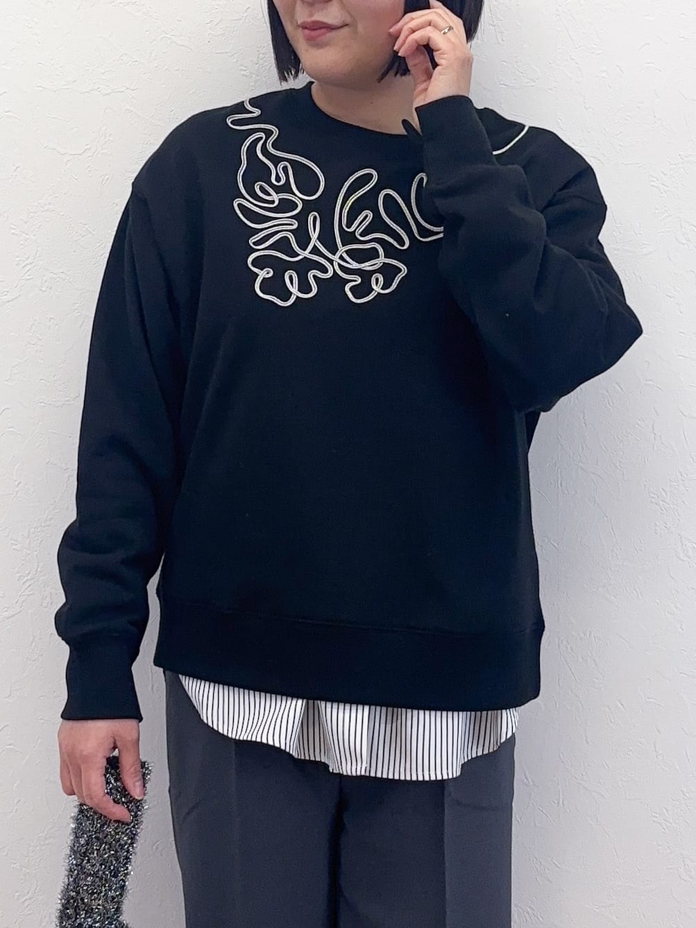 Takeさんの「OPAQUE.CLIP｜コード刺繍裏毛プルオーバー【洗濯機OK】」を使ったコーディネート