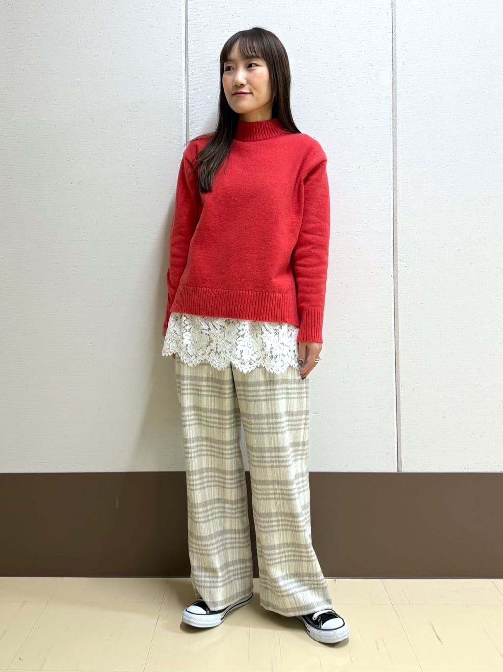mamiさんの「INDIVI｜【褒められパンツ／ウール混】ウォームウール ワイドパンツ」を使ったコーディネート