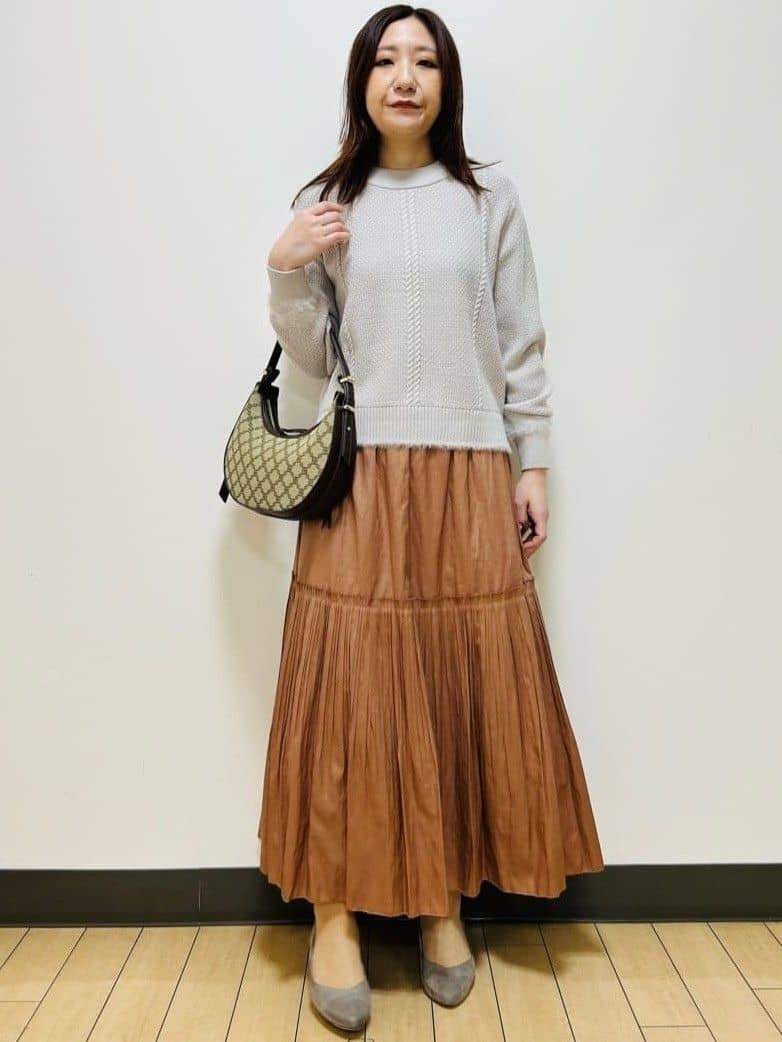 miiiさんの「Reflect｜【ほんのりラメ感◎】ケーブル柄ニット」を使ったコーディネート