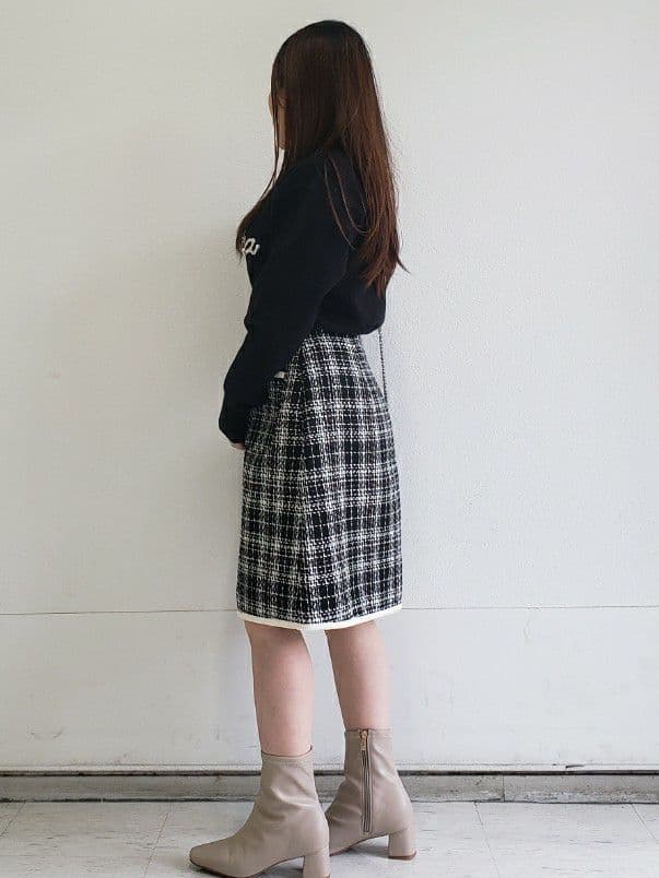 Riaさんの「index｜チェックツィードスカート／セットアップ対応【洗える】」を使ったコーディネート