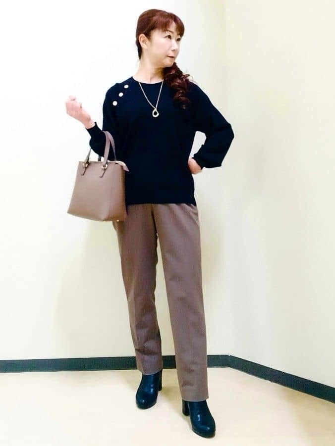 花さんの「Reflect｜【ゆったり着られる◎】ラグランスリーブニット」を使ったコーディネート