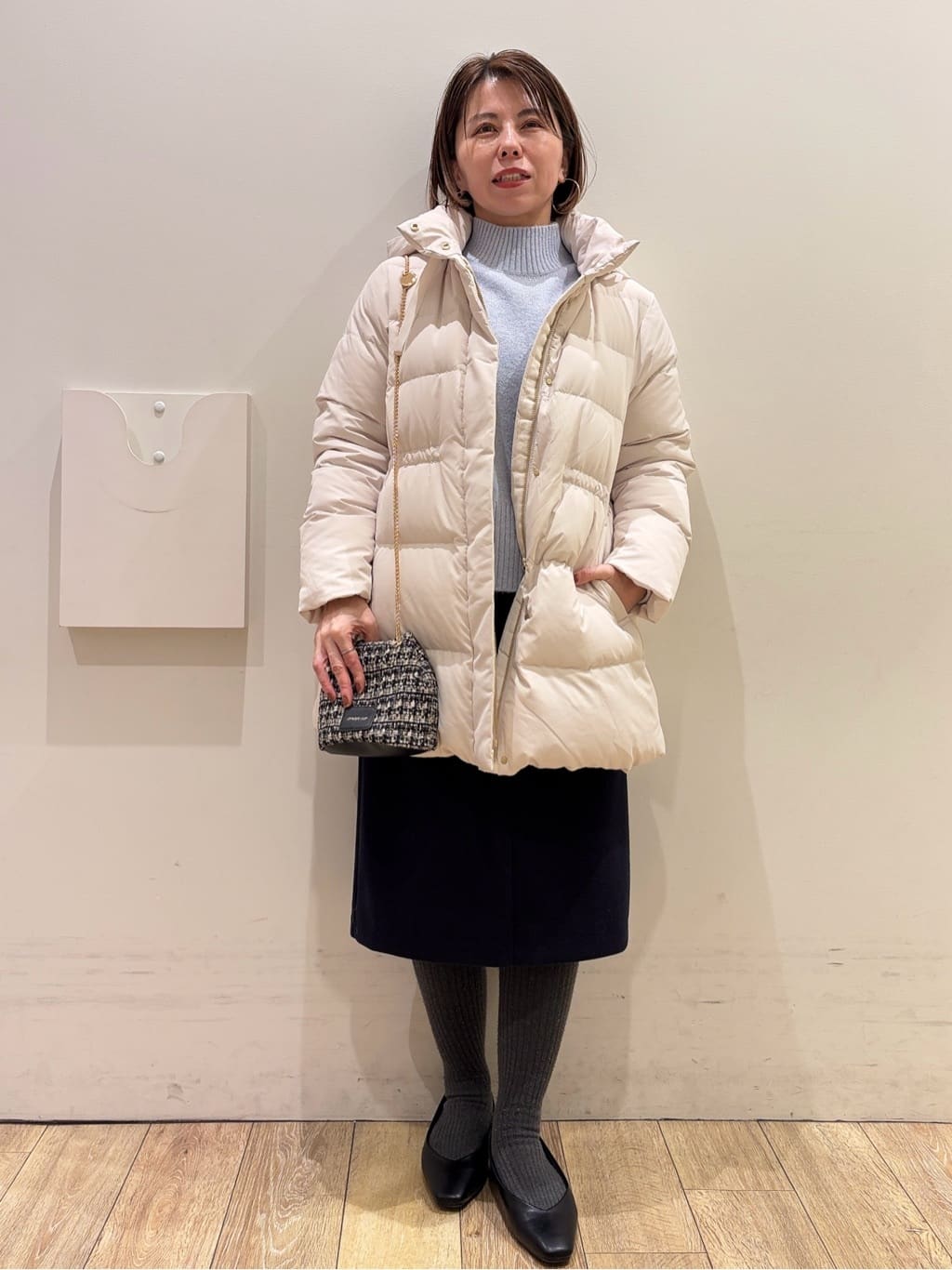YUKOさんの「index｜選べる2丈 ハイネックカラーミックスラメニット【洗濯機OK】」を使ったコーディネート