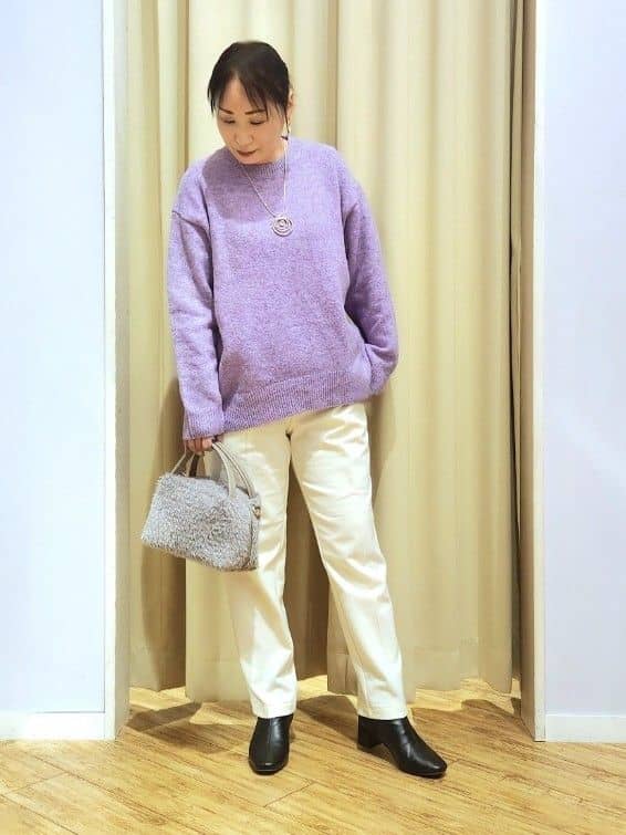 くまさんの「SHOO･LA･RUE｜【洗濯機可/S-LL】美脚見え あったか裏起毛 テーパードパンツ」を使ったコーディネート