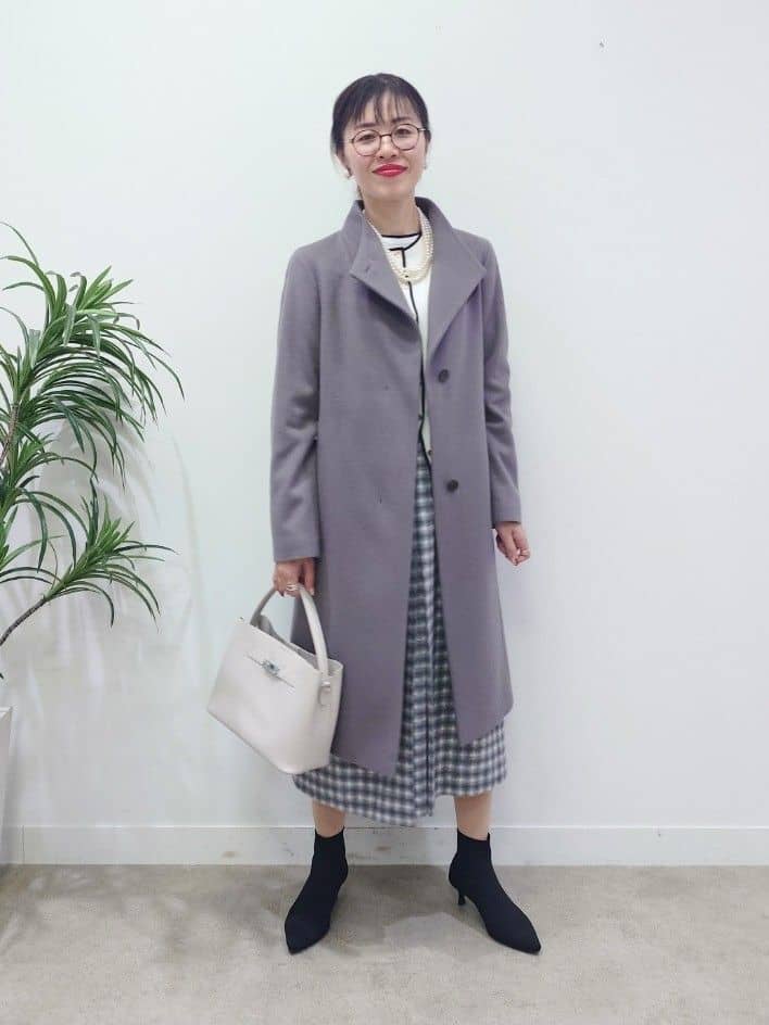 MUTSUKOさんの「UNTITLED｜【きれいめ/スタイリッシュ】2WAYスタンドカラーロングコート」を使ったコーディネート