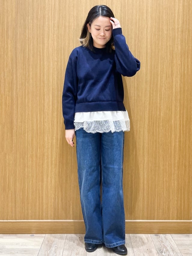 aさんの「OPAQUE.CLIP｜裾レースドッキングニット」を使ったコーディネート