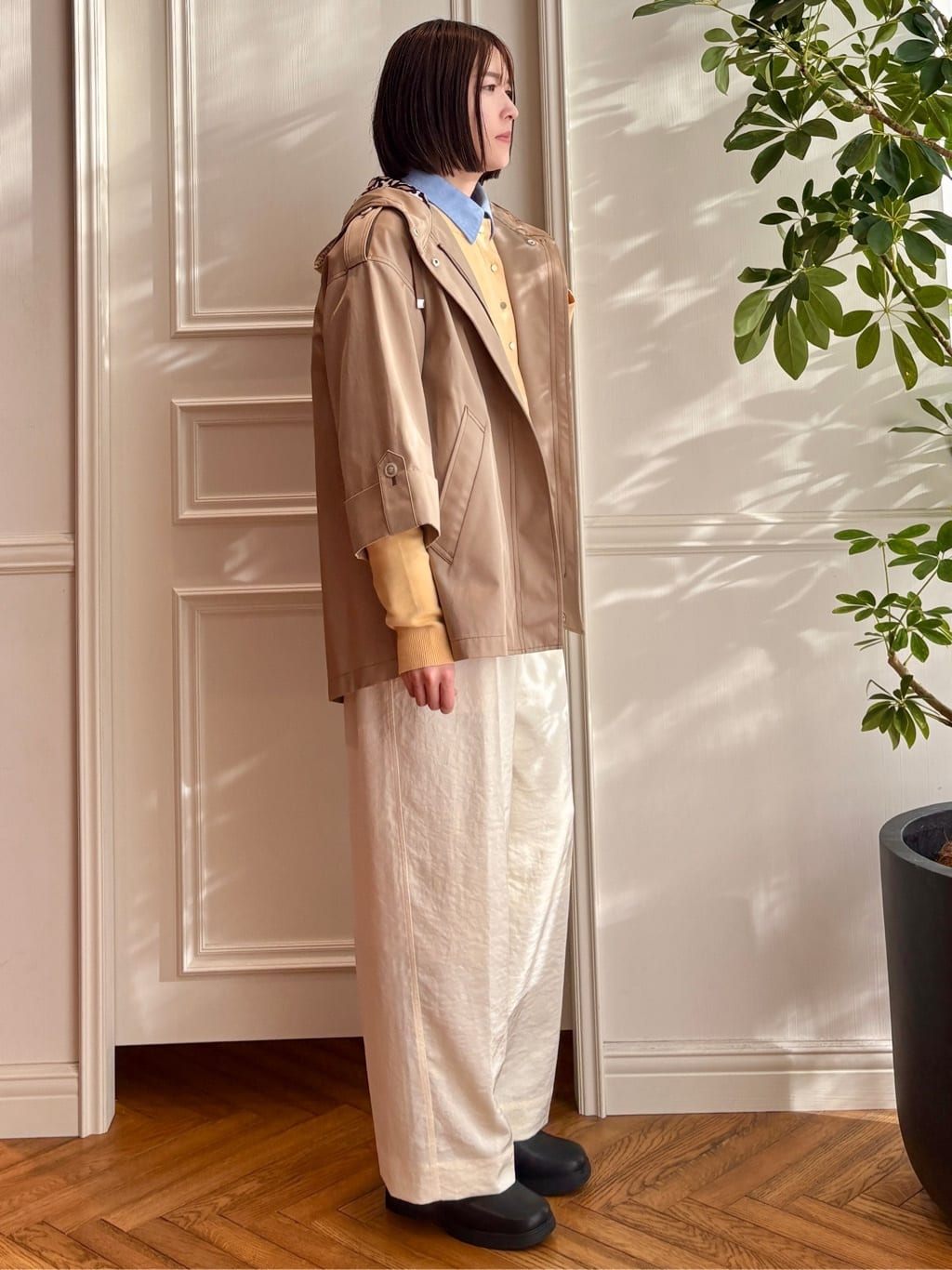 nakaoさんの「DRESSTERIOR｜【ウォッシャブル/撥水素材】Ａライン ショートモッズコート」を使ったコーディネート