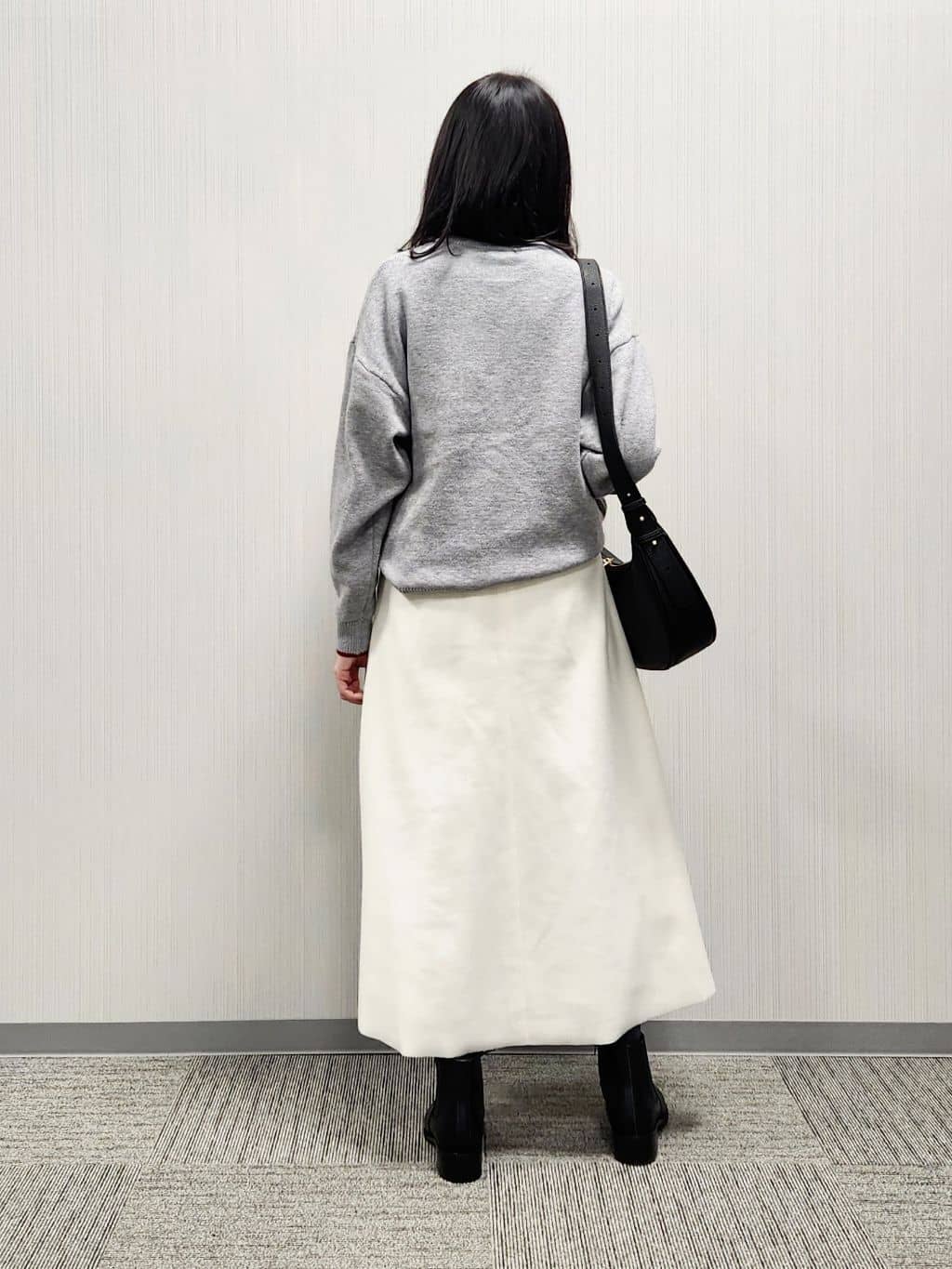 naraさんの「Dessin｜【洗える】ペイント風刺繍入り配色ラインニット」を使ったコーディネート