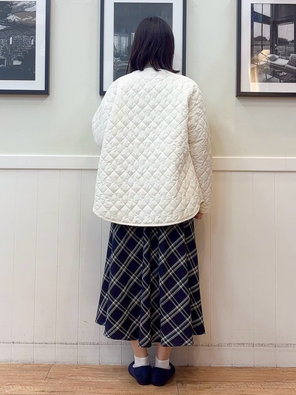 えぬさんの「SHOO･LA･RUE｜【S-LL】立体感が際立つ モールチェックフレアスカート」を使ったコーディネート