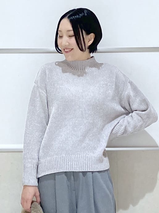 eriko さんの「Dessin｜【洗える】ハイネックベロアモールニット」を使ったコーディネート