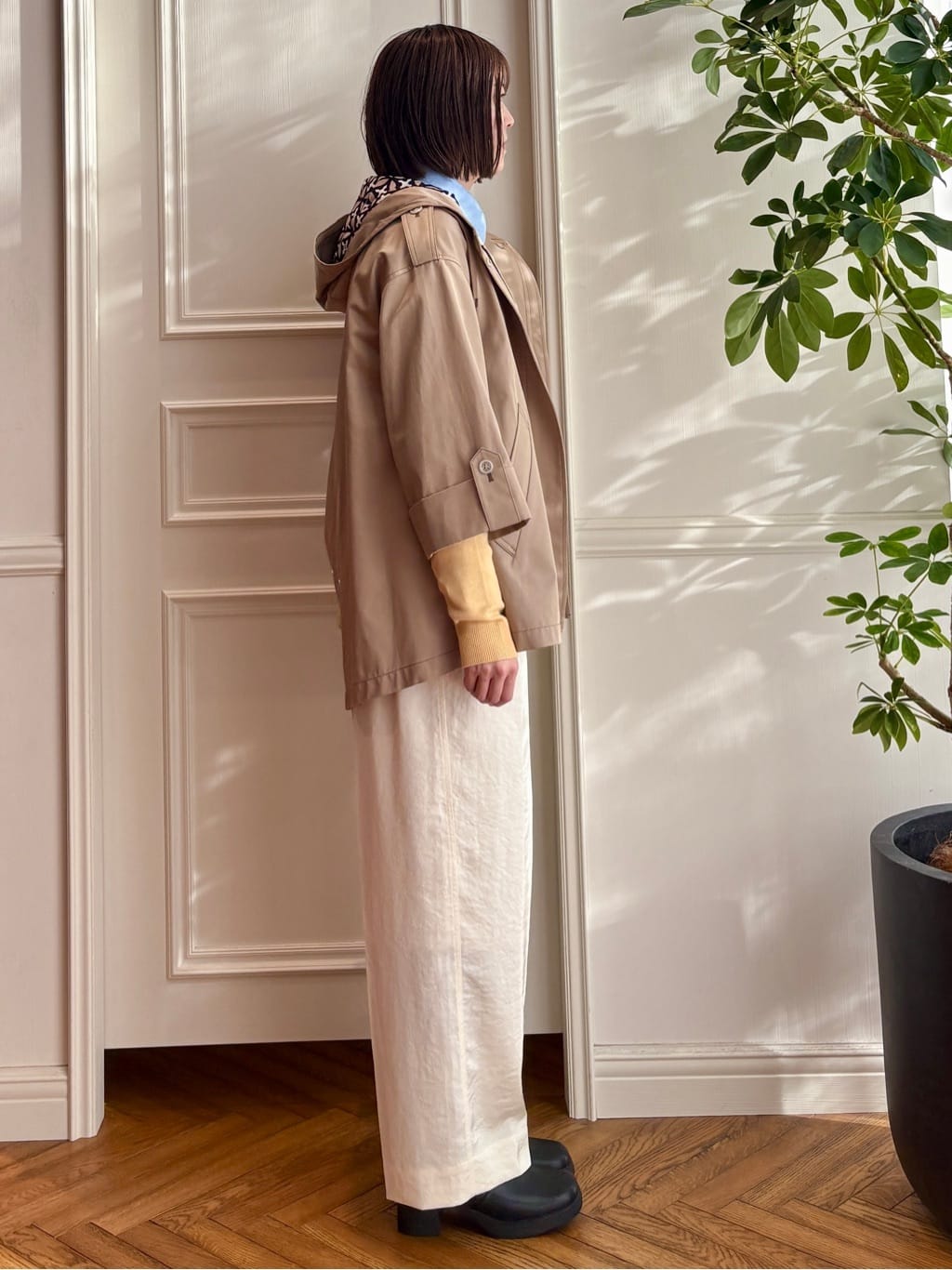 nakaoさんの「DRESSTERIOR｜【ウォッシャブル/撥水素材】Ａライン ショートモッズコート」を使ったコーディネート
