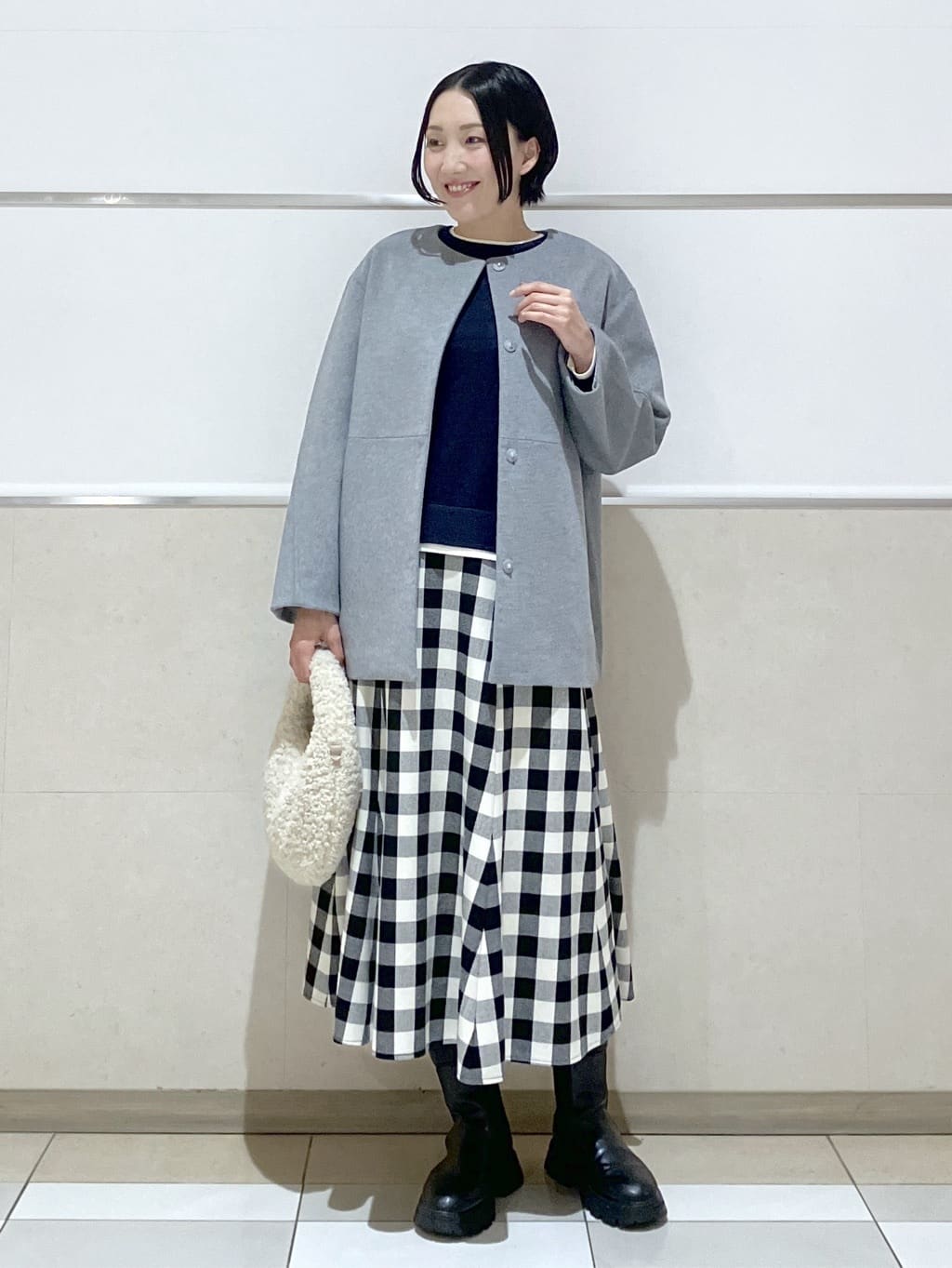 eriko さんの「Dessin｜ウール混クルーネックコート」を使ったコーディネート