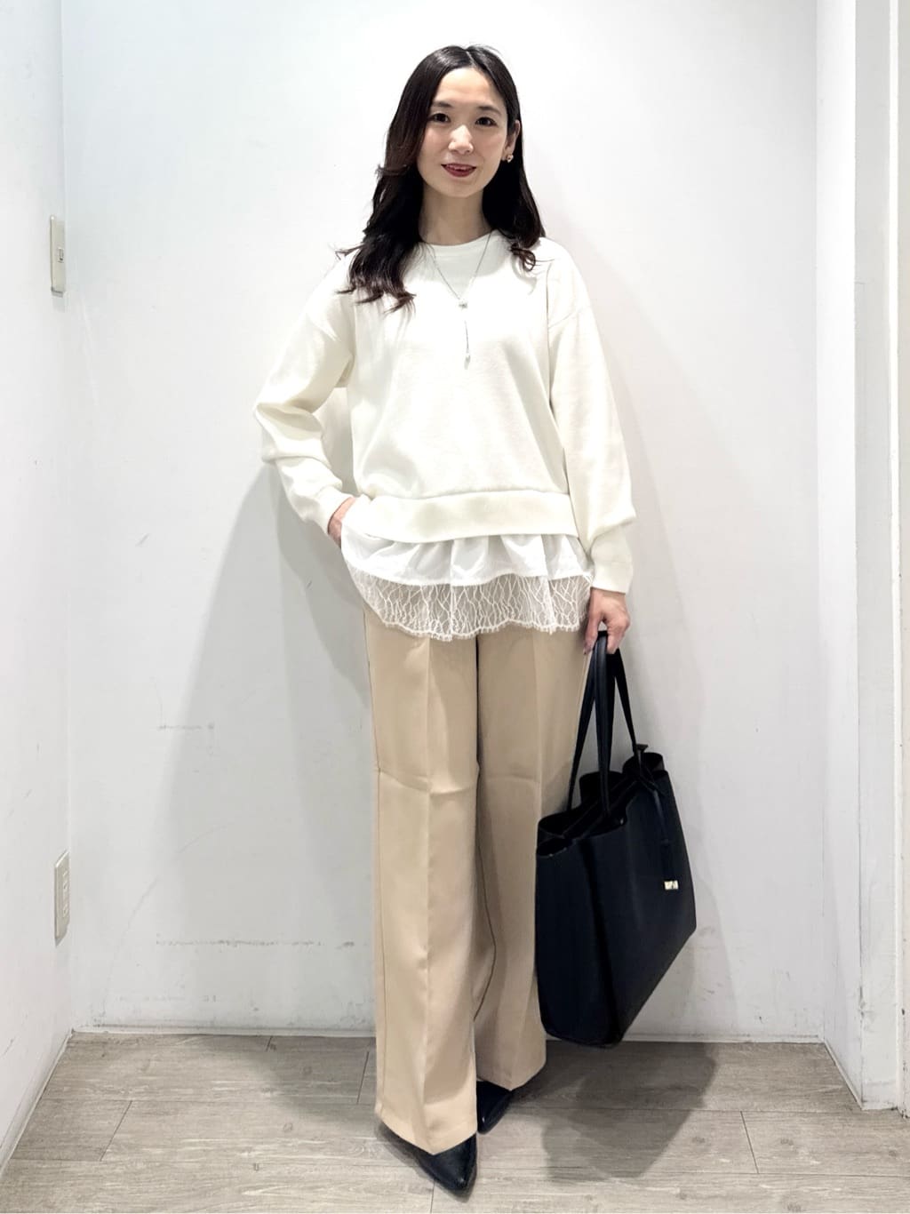 yuicciさんの「OPAQUE.CLIP｜裾レースドッキングニット」を使ったコーディネート