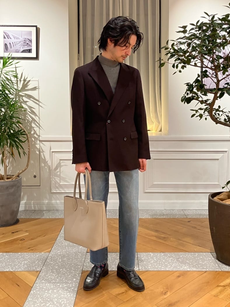 junyaさんの「DRESSTERIOR｜【セットアップ可】ブラウンツイル ダブルジャケット」を使ったコーディネート