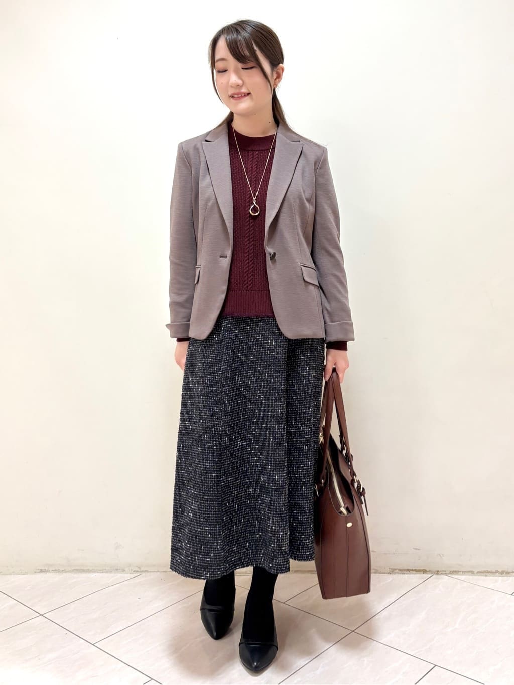 mikiさんの「Reflect｜【ほんのりラメ感◎】ケーブル柄ニット」を使ったコーディネート