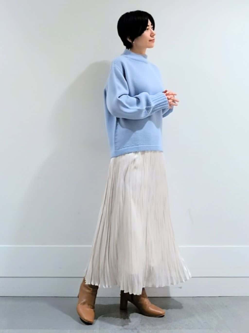 ミズタさんの「UNTITLED｜【洗える】スポンディッシュ ボトルネックニット」を使ったコーディネート