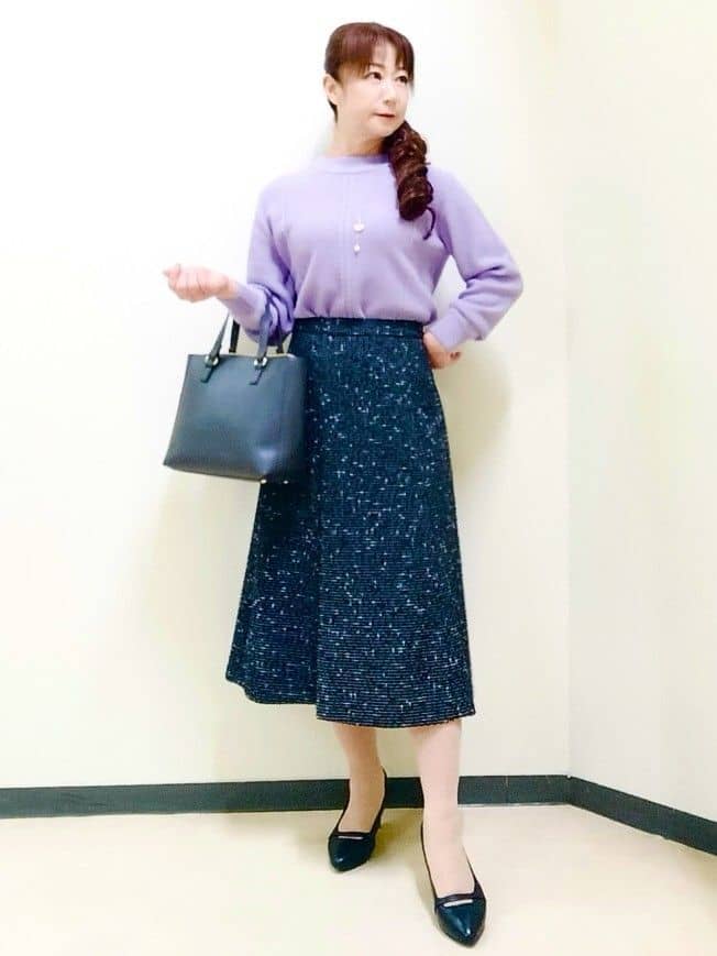 花さんの「Reflect｜【SS-4Lサイズ／衿が顔に当たらない◎】スタンドネックミドルコート」を使ったコーディネート