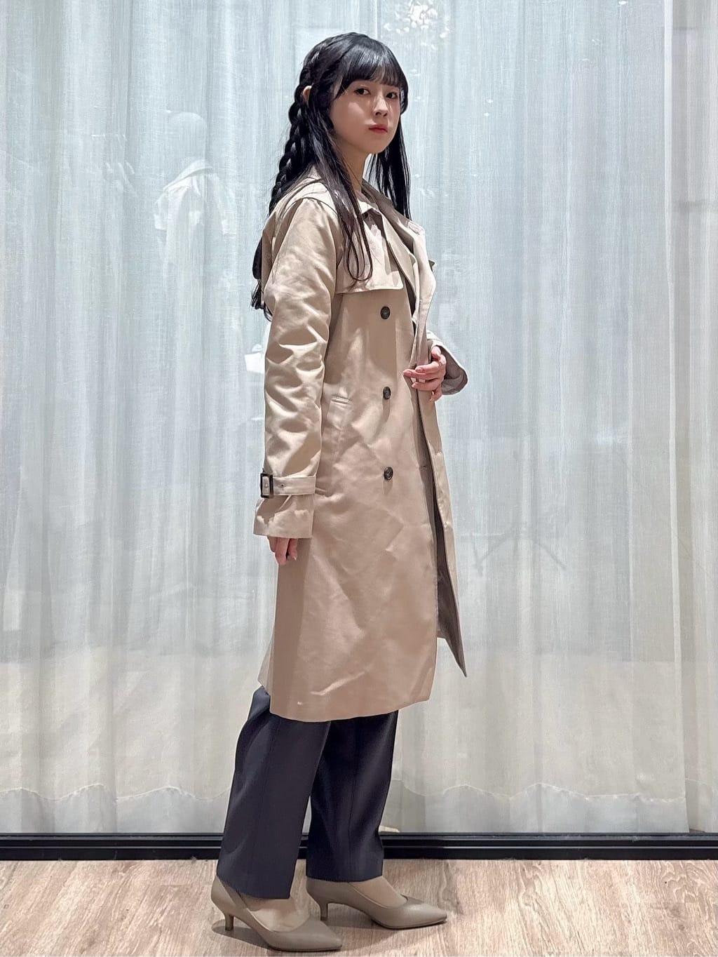 ぞうげさんの「OPAQUE.CLIP｜撥水トレンチコート【洗濯機OK／花粉対応】《XS～3L》」を使ったコーディネート
