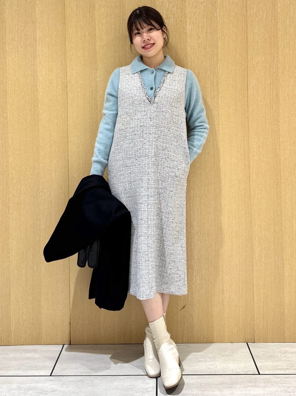 nanaさんの「UNTITLED｜【ふわふわニット/オンオフ使える】フォックスカシミヤ衿付きカーディガン」を使ったコーディネート