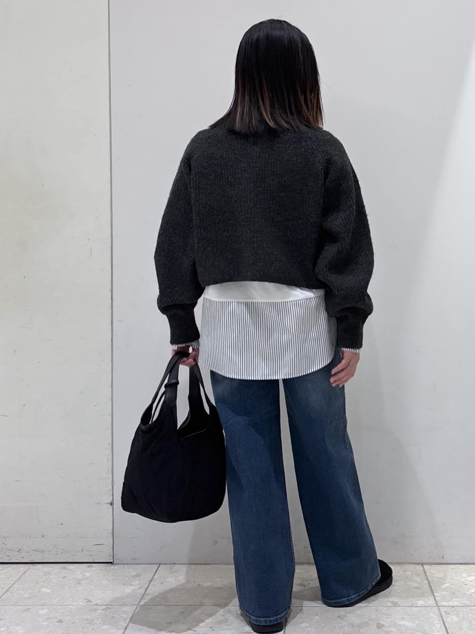 mameさんの「OPAQUE.CLIP｜MIXミドルゲージショートあぜニット【洗濯機OK】」を使ったコーディネート