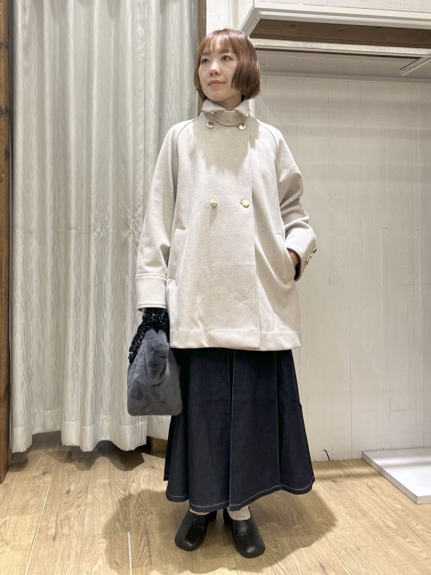 ga_riさんの「THE SHOP TK｜クラシカルな装い ウールライクスタンドカラーコート」を使ったコーディネート