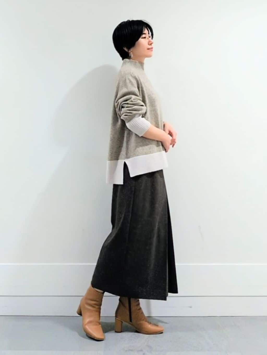 ミズタさんの「UNTITLED｜【8色展開/洗える】ウールカシミヤ ハイネックニット」を使ったコーディネート