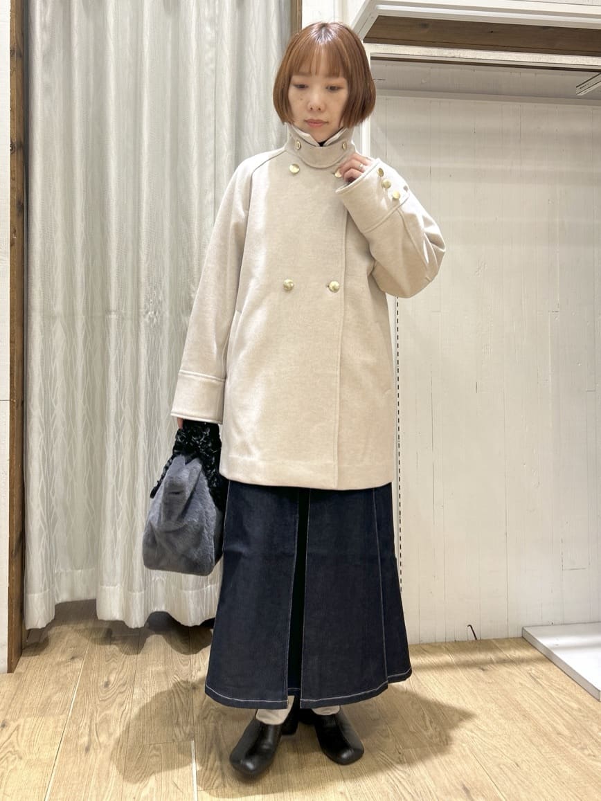 ga_riさんの「THE SHOP TK｜クラシカルな装い ウールライクスタンドカラーコート」を使ったコーディネート
