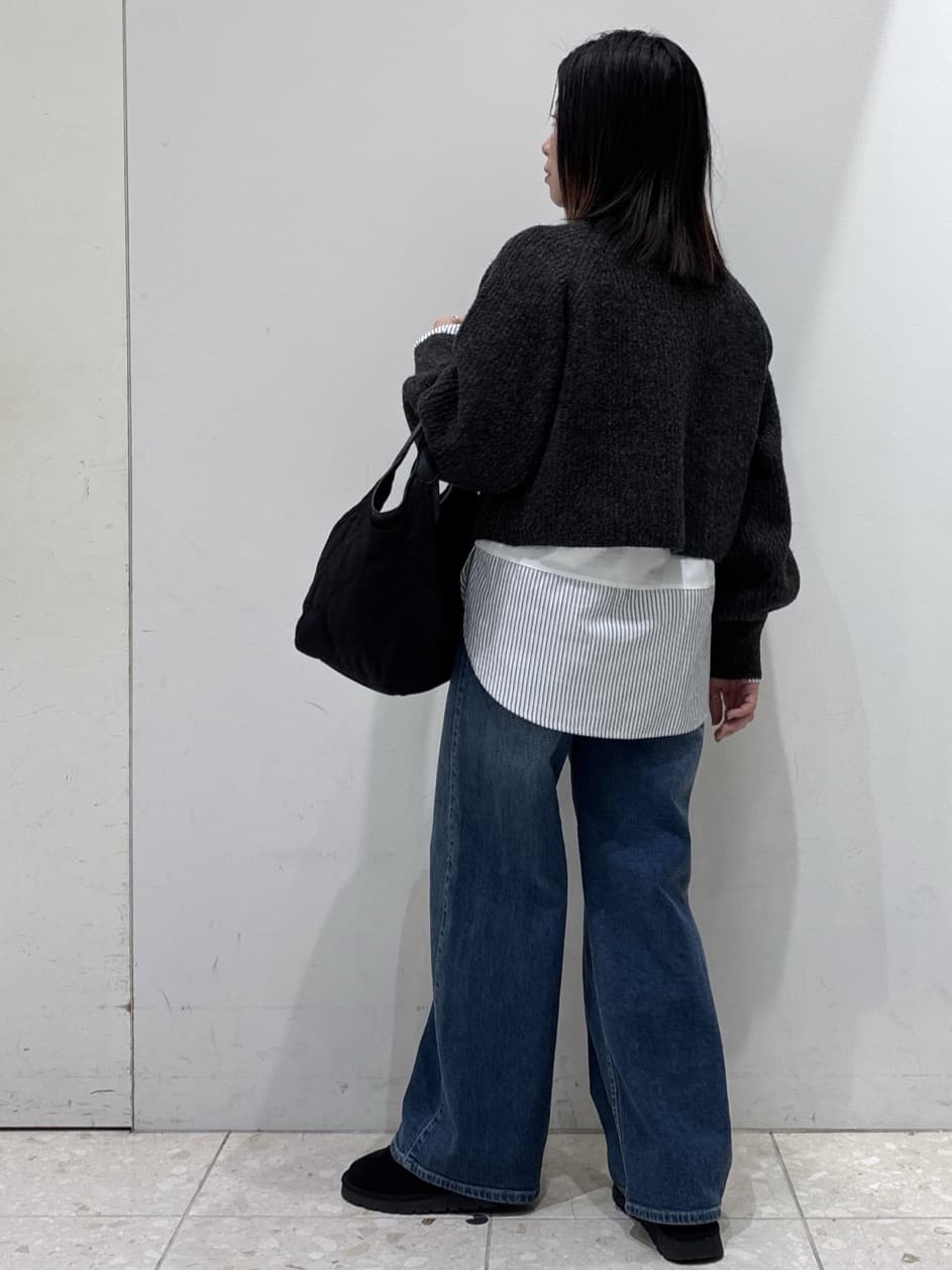 mameさんの「OPAQUE.CLIP｜MIXミドルゲージショートあぜニット【洗濯機OK】」を使ったコーディネート