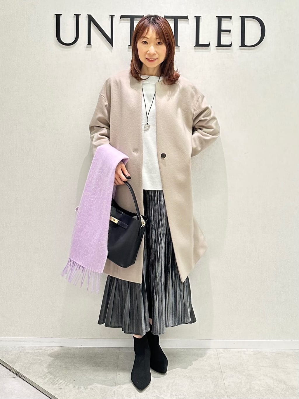 Miwaさんの「UNTITLED｜【日本製／通勤／フォーマル】カシミヤ混ノーカラーコート」を使ったコーディネート