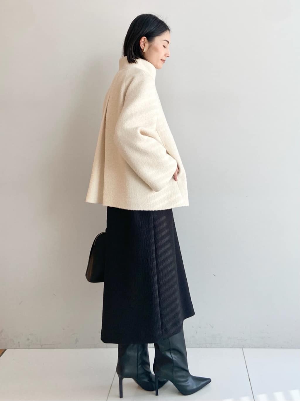 AYAさんの「UNTITLED｜【ツイード風/スタンドカラー】ファンシーヘリンボンコート」を使ったコーディネート