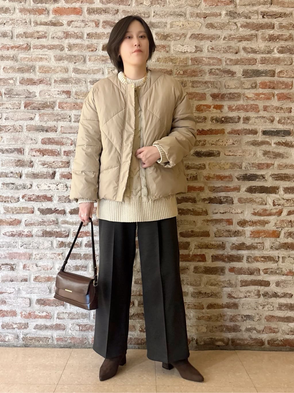 しばさんの「THE SHOP TK｜きれいめにもカジュアルにも ノーカラーキルトジャケット」を使ったコーディネート