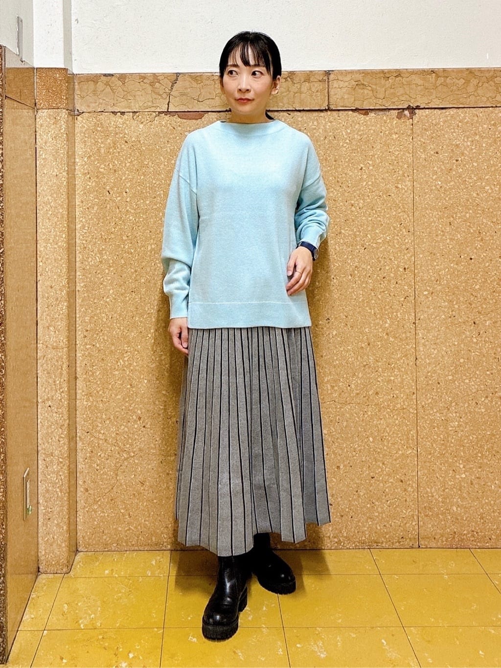 hattoriさんの「INDIVI｜【洗える／SETUP可能】ジャカードニット プリーツスカート」を使ったコーディネート