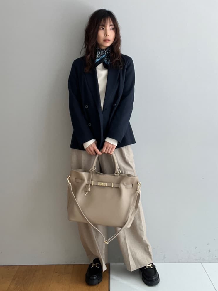 misaさんの「DRESSTERIOR｜【セットアップ可/吸水速乾/ウォッシャブル】リネンブレンドオックスダブルジャケット」を使ったコーディネート