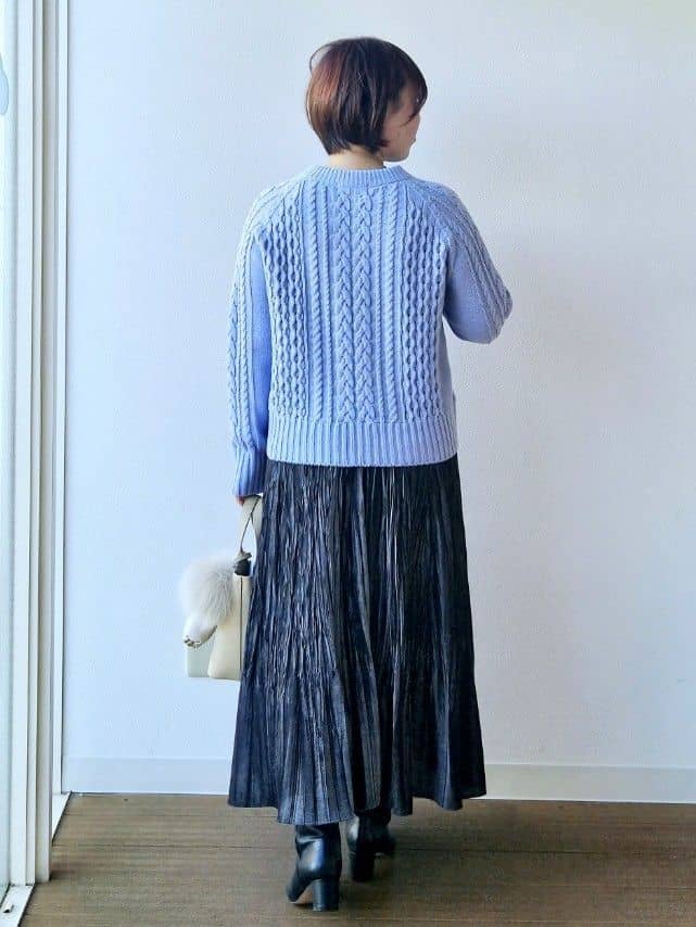 やじまさんの「UNTITLED｜【洗える】スポンディッシュ ケーブル柄ニット」を使ったコーディネート