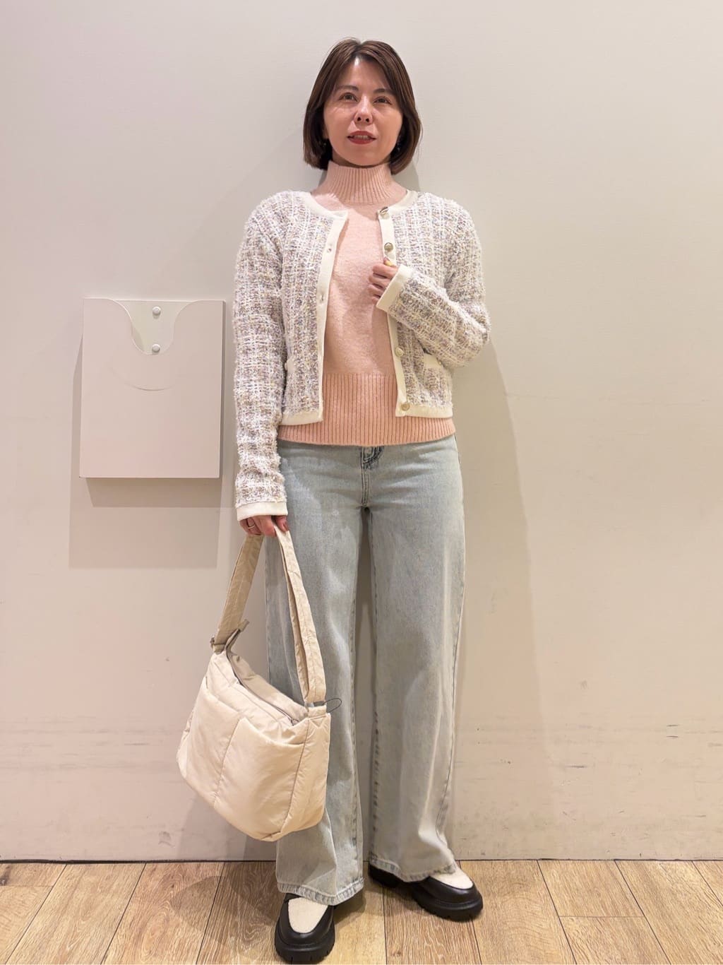 YUKOさんの「index｜選べる2丈 ハイネックカラーミックスラメニット【洗濯機OK】」を使ったコーディネート