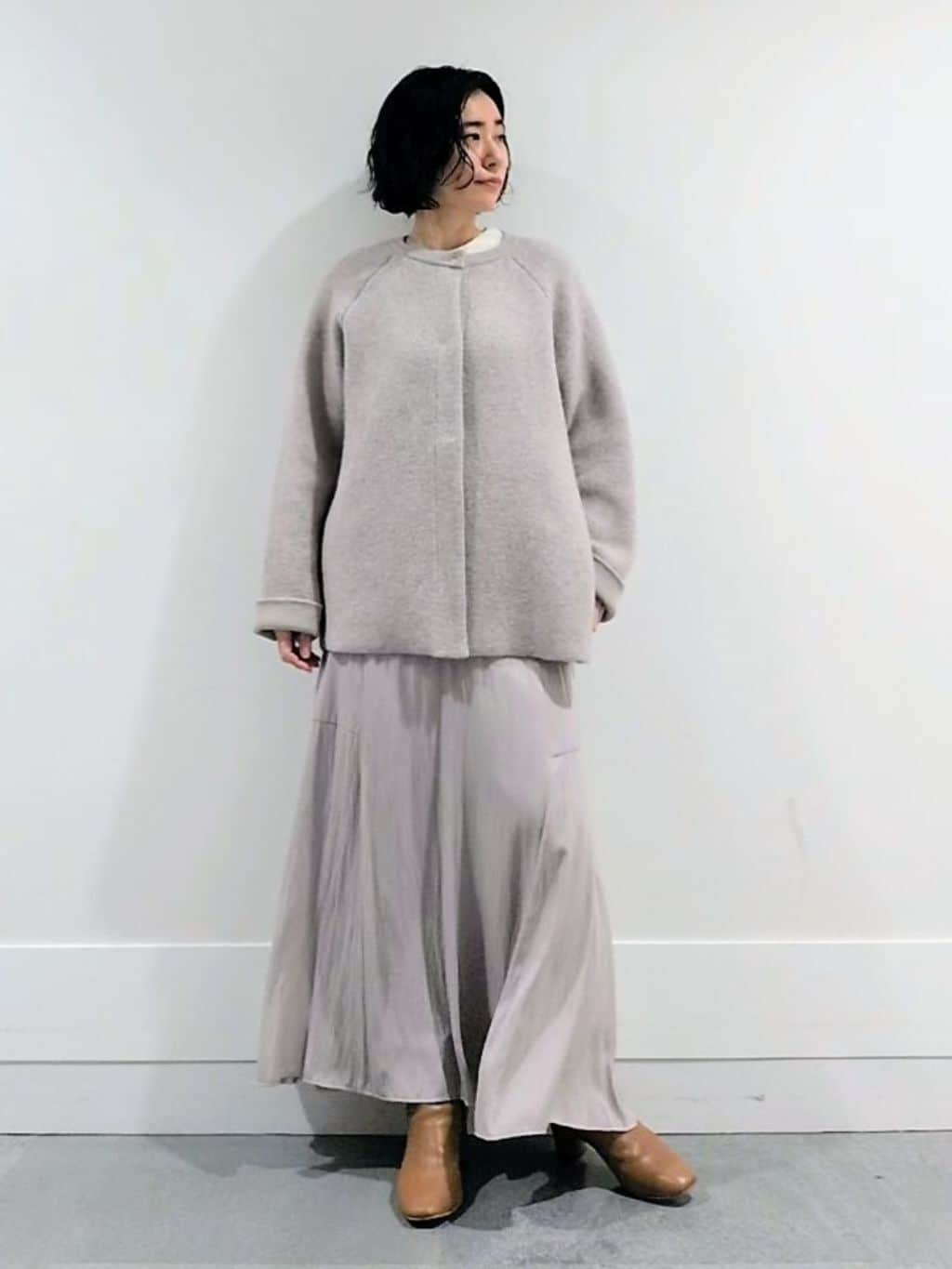 ミズタさんの「UNTITLED｜【軽アウター/ミドル丈】ウールニットコーディガン」を使ったコーディネート
